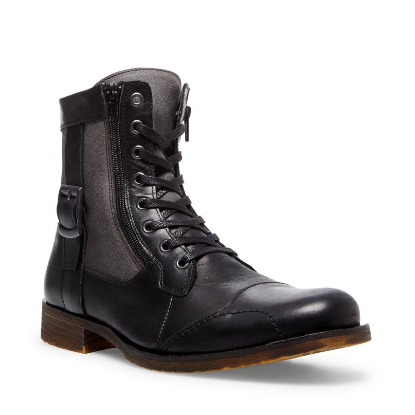 Botines Steve Madden Sidetrack Cuero Hombre Negras | ES YPE84S